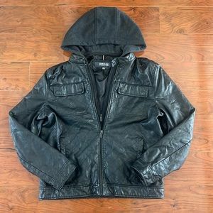 Kenneth Cole Reaction Men's Black Faux Leather Jacket Coat